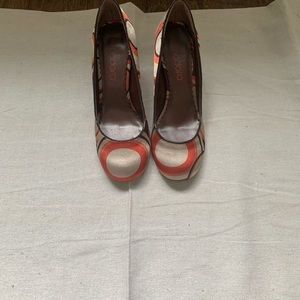 Nadara satin pump shoes orange multi color Size 8